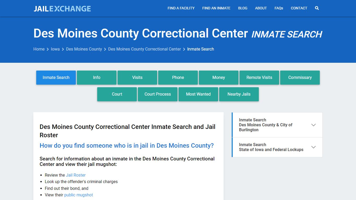Des Moines County Correctional Center Inmate Search - Jail Exchange