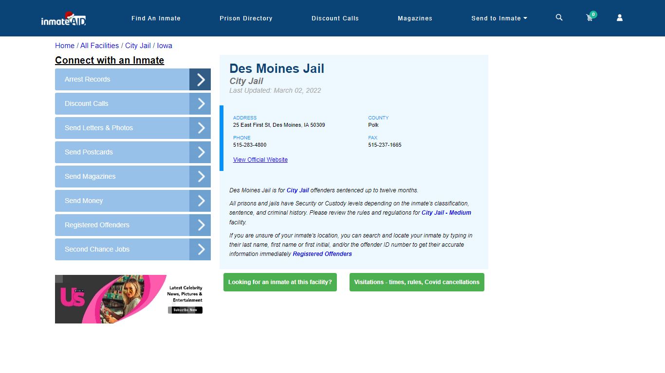 Des Moines Jail | Inmate Locator